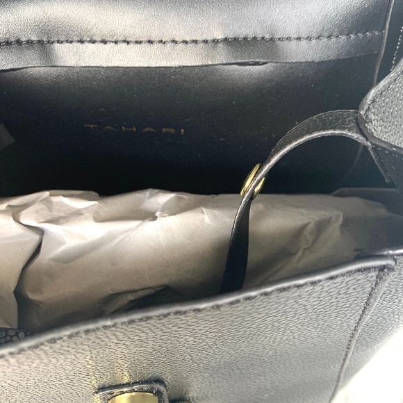 Tahari Black Backpack with Gold Accents - Picture 4 of 5